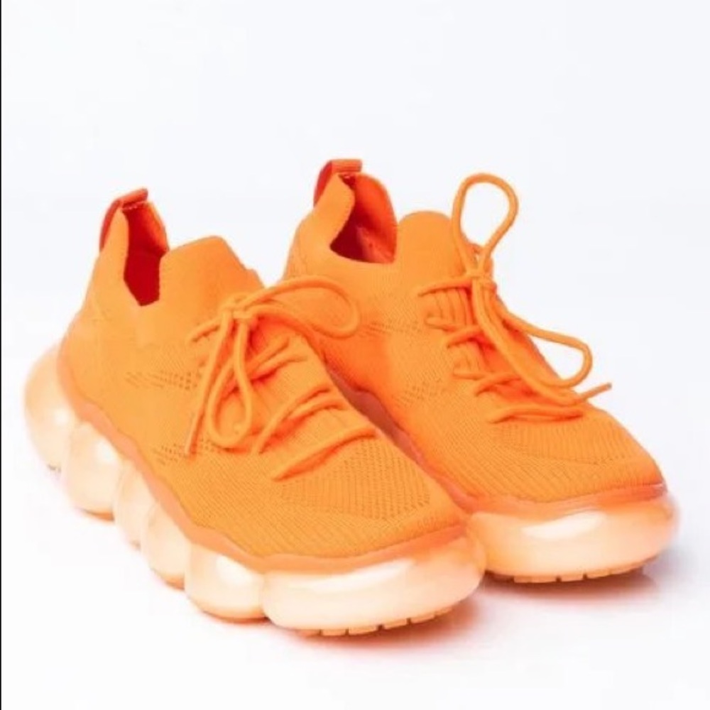 Orange Trainer Platform Textured Bubble Sole